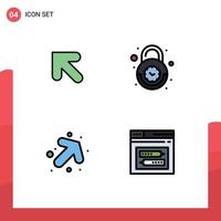 User Interface Pack of 4 Basic Filledline Flat Colors of arrow up alarm secure internet Editable Vector Design Elements