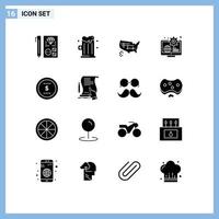 Set of 16 Modern UI Icons Symbols Signs for business education map content globe Editable Vector Design Elements