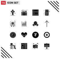 Universal Icon Symbols Group of 16 Modern Solid Glyphs of first aid setting design mobile website Editable Vector Design Elements