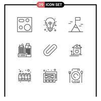 9 Thematic Vector Outlines and Editable Symbols of attach work great idea place building Editable Vector Design Elements