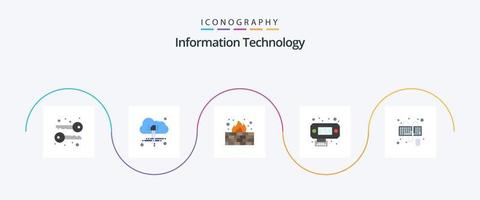 información tecnología plano 5 5 icono paquete incluso . teclado. Internet. interfaz. interfaces vector