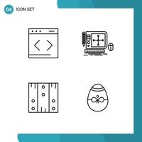 Set of 4 Commercial Filledline Flat Colors pack for content box website tool logistic Editable Vector Design Elements