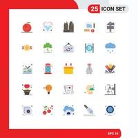 Flat Color Pack of 25 Universal Symbols of developer craft office build report Editable Vector Design Elements