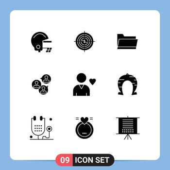 User Interface Pack of 9 Basic Solid Glyphs of focus focus group funds storage open Editable Vector Design Elements