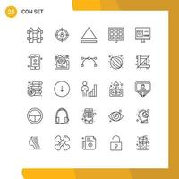 25 User Interface Line Pack of modern Signs and Symbols of development coding strategy code construction Editable Vector Design Elements