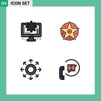 4 Filledline Flat Color concept for Websites Mobile and Apps computer data setting project arrow Editable Vector Design Elements