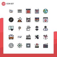 Pictogram Set of 25 Simple Filled line Flat Colors of app fast communication database vide Editable Vector Design Elements