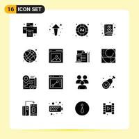 Universal Icon Symbols Group of 16 Modern Solid Glyphs of online world globe lifesaver day book Editable Vector Design Elements