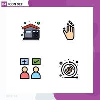 Stock Vector Icon Pack of 4 Line Signs and Symbols for bills answers expenses hand online Editable Vector Design Elements