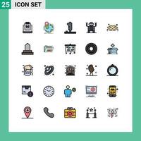 Filled line Flat Color Pack of 25 Universal Symbols of costume technology pin robot game Editable Vector Design Elements