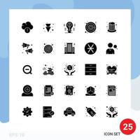 Pictogram Set of 25 Simple Solid Glyphs of party magic content sun planet Editable Vector Design Elements