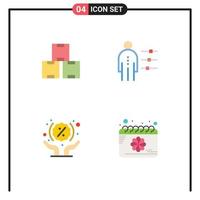 Pictogram Set of 4 Simple Flat Icons of industry discount stock job percentage Editable Vector Design Elements