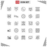 Pack of 25 Modern Lines Signs and Symbols for Web Print Media such as seats premium sale friday black Editable Vector Design Elements