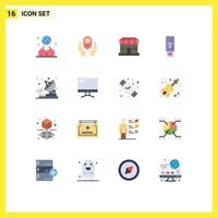 Pack of 16 Modern Flat Colors Signs and Symbols for Web Print Media such as signal wifi child care logo usb shopping Editable Pack of Creative Vector Design Elements