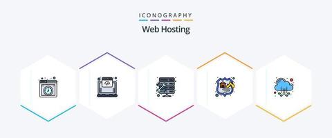 Web Hosting 25 FilledLine icon pack including . web. firewall. server. cloud vector