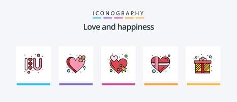 Love Line Filled 5 Icon Pack Including dish. heart. love. growth. gratitude. Creative Icons Design vector
