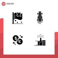 User Interface Pack of 4 Basic Solid Glyphs of flag converter sign game exchange Editable Vector Design Elements