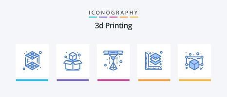 3d Printing Blue 5 Icon Pack Including object. gadget. 3d. 3d. printing. Creative Icons Design vector