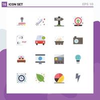 Flat Color Pack of 16 Universal Symbols of file development map develop map Editable Pack of Creative Vector Design Elements