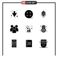 Set of 9 Modern UI Icons Symbols Signs for makeup fashion bundle team management Editable Vector Design Elements