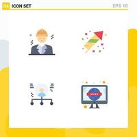 Pack of 4 Modern Flat Icons Signs and Symbols for Web Print Media such as avatar employee construction fireworks man Editable Vector Design Elements