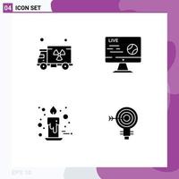 Group of 4 Modern Solid Glyphs Set for gas thanks day football sport gift Editable Vector Design Elements