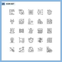 Modern Set of 25 Lines and symbols such as person employee flowchart abilities monday Editable Vector Design Elements