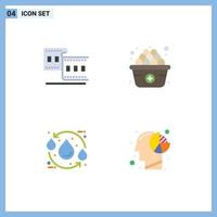 4 Universal Flat Icons Set for Web and Mobile Applications camera ecology strip add water Editable Vector Design Elements