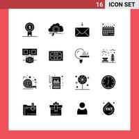 User Interface Pack of 16 Basic Solid Glyphs of mask schedule computing date appointment Editable Vector Design Elements