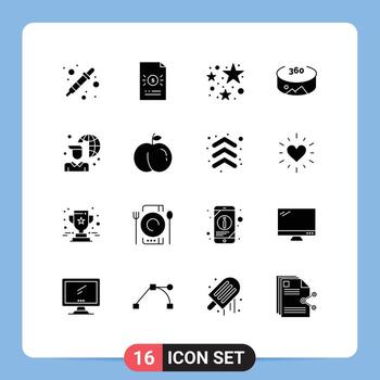 dieciséis usuario interfaz sólido glifo paquete de moderno señales y símbolos de red Internet conectividad Finanzas Internet panorama editable vector diseño elementos