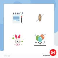 4 Universal Flat Icons Set for Web and Mobile Applications back to school easter notebook kayak face Editable Vector Design Elements