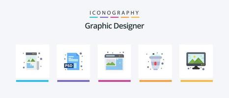 Graphic Designer Flat 5 Icon Pack Including image. designer. graphic. paris. cola. Creative Icons Design vector