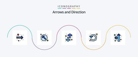 flecha línea lleno plano 5 5 icono paquete incluso dirección. girar. abajo. izquierda. circulo vector