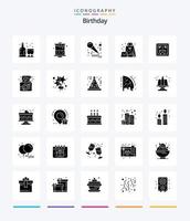Creative Birthday 25 Glyph Solid Black icon pack  Such As celebration. alcohol. music. surprise. gift vector