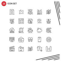 25 User Interface Line Pack of modern Signs and Symbols of seo picnic hand park garden Editable Vector Design Elements