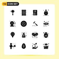 16 Universal Solid Glyph Signs Symbols of school timer file quarter watch Editable Vector Design Elements