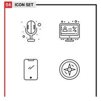 Pictogram Set of 4 Simple Filledline Flat Colors of electronics smart phone account monitor android Editable Vector Design Elements