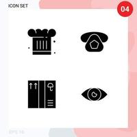 Pictogram Set of 4 Simple Solid Glyphs of cafe box cook call app Editable Vector Design Elements