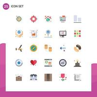 User Interface Pack of 25 Basic Flat Colors of consulting chat ui roof globe Editable Vector Design Elements