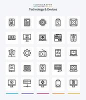 Creative Devices 25 OutLine icon pack  Such As hardware. hard disk. devices. gadgets. power vector