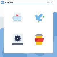 Set of 4 Commercial Flat Icons pack for cup configure heart down preference Editable Vector Design Elements