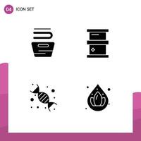 4 User Interface Solid Glyph Pack of modern Signs and Symbols of cleaning biology washing chemistry education Editable Vector Design Elements