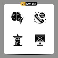 User Interface Pack of 4 Basic Solid Glyphs of idea jesus mind exchange monument Editable Vector Design Elements