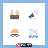 Modern Set of 4 Flat Icons Pictograph of beauty goggles wellness megaphone park Editable Vector Design Elements