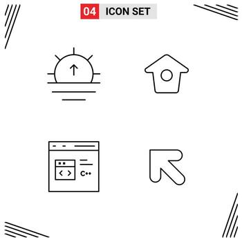 Universal Icon Symbols Group of 4 Modern Filledline Flat Colors of nature coding weather twitter development Editable Vector Design Elements