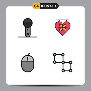 Mobile Interface Filledline Flat Color Set of 4 Pictograms of devices computers products love gadget Editable Vector Design Elements