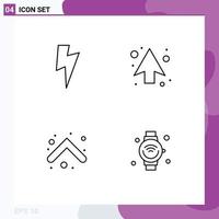 Line Pack of 4 Universal Symbols of power internet of things arrow direction wifi Editable Vector Design Elements