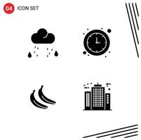 Editable Vector Line Pack of 4 Simple Solid Glyphs of cloud food rain money architect Editable Vector Design Elements