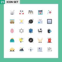 Mobile Interface Flat Color Set of 25 Pictograms of back online store railroad web online Editable Vector Design Elements