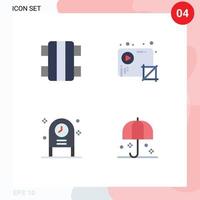 Set of 4 Modern UI Icons Symbols Signs for fun celebration sport media disco Editable Vector Design Elements